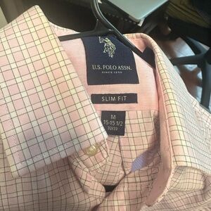 U.S. Polo Assn. Men's Pink Checkered Slim Fit Shirt